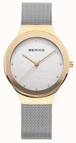 Bering - Classics, Swarovski Crystals Set, Stainless Steel - Yellow Gold Plated - Mesh Watch 12934-010