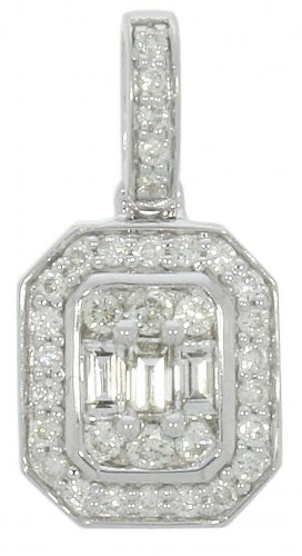 Guest and Philips - Diamond Set, White Gold - 9ct 25pt 36st Dia Bag Rnd Oct Pendant, Size 18