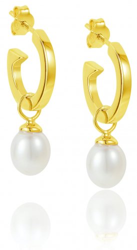 Claudia Bradby - Biography, Pearl Set, Yellow Gold Plated - Hoop Earrings CBEH0024GP CBEH0024GP