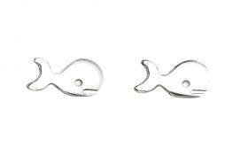 Gecko - Beginnings, Silver Whale Earrings