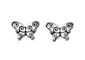 Gecko - Beginnings, Silver Oxidised Butterfly Stud Earring