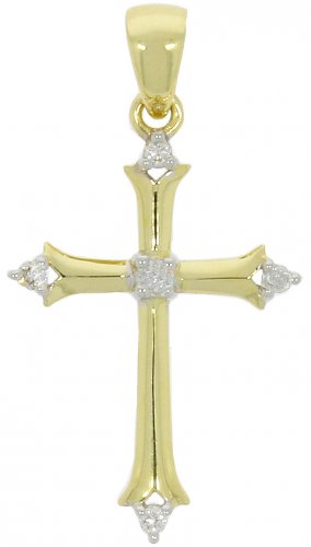 Guest and Philips - Diamond Set, Yellow Gold - White Gold - 9ct 5pt 5st Dia Gothic Cross, Size 22x12 09CRDI81693