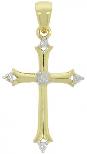 Guest and Philips - Diamond Set, Yellow Gold - 9ct D 5pt 5st Gothic Cross, Size 22x12 09CRDI81693