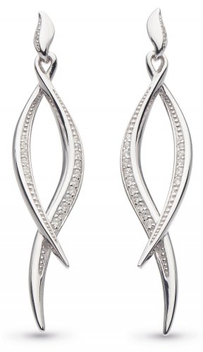 Kit Heath - Entwine Twine, Cubic Zirconia Set, Sterling Silver - - Twist Drop Earrings 50225CZ028