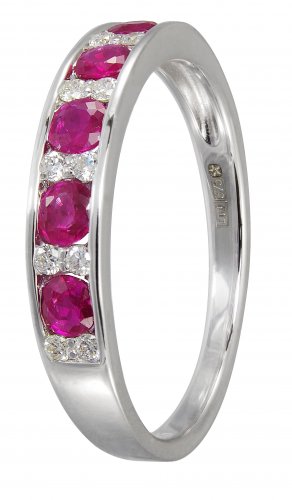 Guest and Philips - Ruby/Diamond Set, White Gold - Ruby and Diamond Half Eternity Ring, Size R