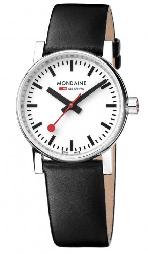Mondaine - evo2 , Stainless Steel/Tungsten - Leather - Quartz Watch, Size 30mm