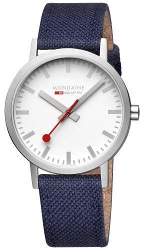 Mondaine - Classic, Stainless Steel - Fabric - Quartz Watch, Size 40mm A6603036017SBD1