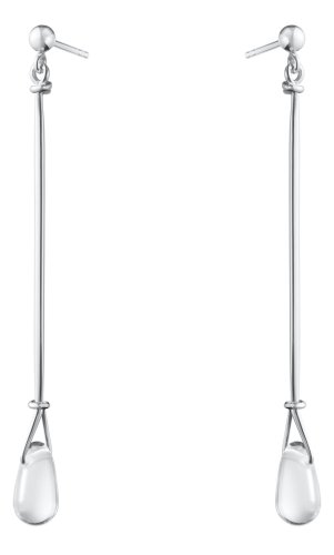Georg Jensen - Vivianna, Sterling Silver Long Rock Crystal Earrings 20001652