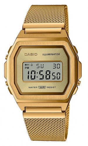 Casio - Vintage A1000, Yellow Gold Plated ion-plated Digital Watch A1000MG-9EF