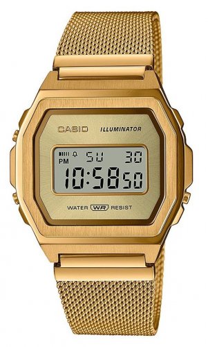Casio - Vintage A1000, Yellow Gold Plated ion-plated Digital Watch A1000MG-9EF