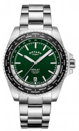 Rotary - Henley Worldtimer, Stainless Steel Quartz Watch GB05370-78