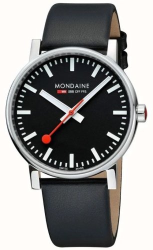 Mondaine - EVO2, Stainless Steel - Faux Leather - Quartz Watch, Size 43mm MSE43120LB