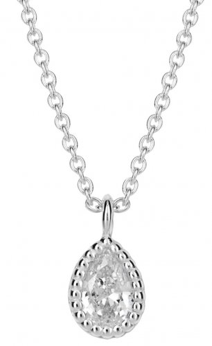 Gecko - Cubic Zirconia Set, Rhodium Plated - Teardrop Necklace N4492C