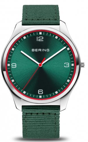 Bering - Ultra Slim, Stainless Steel - Fabric - Classic Quartz Watch, Size 43mm 18342-508