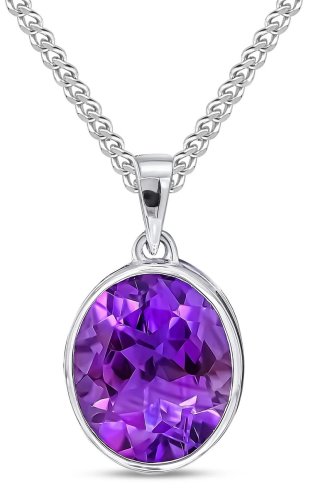 Guest and Philips - Amethyst Set, White Gold - 9ct Oval Pendant 62-51-079