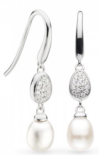 Kit Heath - Coast Pebble Glisten, Cubic Zirconia Set, Sterling Silver - Rhodium Plated - Earrings 50182FPC
