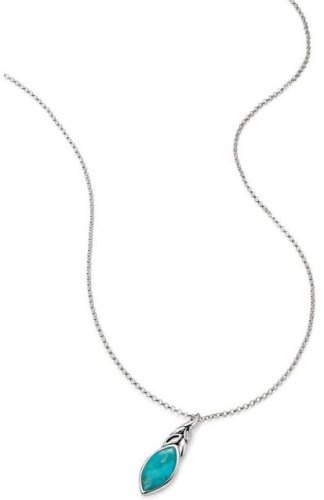 Gecko - Turquoise Set, Sterling Silver - Leaf Shaped Pendant P3860T