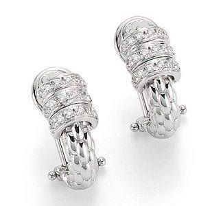 Fope - DIamond 0.30ct Set, White Gold - - Pave 3 Rondelle Earring - OR623BBR