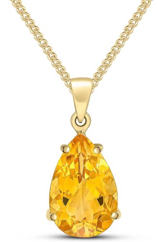 Guest and Philips - Citrine Set, Yellow Gold - 9ct Pear Pendant, Size 14x9mm 62-70-002