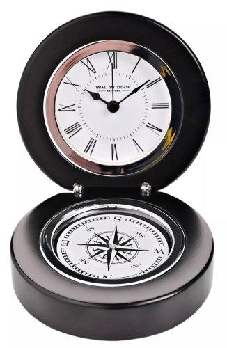 Guest and Philips - Wood Folding Mantle Clock & Compass W3424