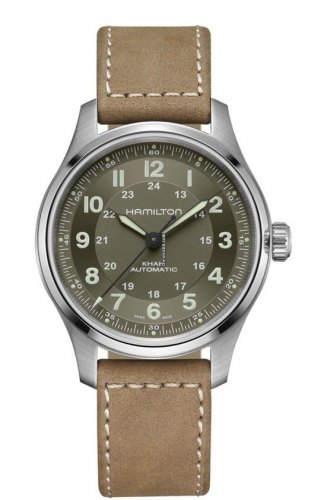 Hamilton - Khaki Field, Titanium - Leather - Automatic Strap, Size 40mm