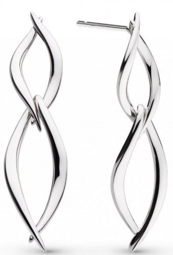 Kit Heath - Entwine Twine , Rhodium Plated Twist Link Stud Drop Earrings 60229RP