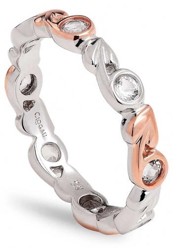 Clogau - Tree of Life, White Topaz Set, Sterling Silver With 9ct Rose Gold Ring, Size O