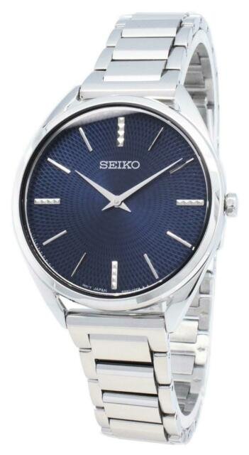 Seiko - Basic, Stainless Steel Ladies Blue Face Watch - SWR033P1 ...