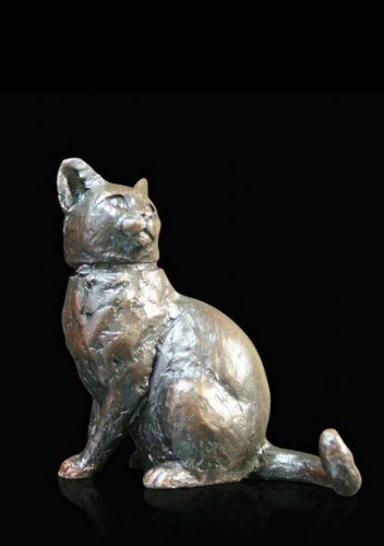 Richard Cooper - Cat Sitting with Collar, Bronze - Ornament, Size S 911