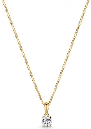 Jools - Cubiz Zirconia Set, Yellow Gold Plated - Round Cut Pendant and Chain HBN4RD-P-YG