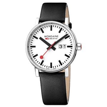 Mondaine - evo2 Big Date, Stainless Steel/Tungsten - Leather - Quartz Watch, Size 40mm