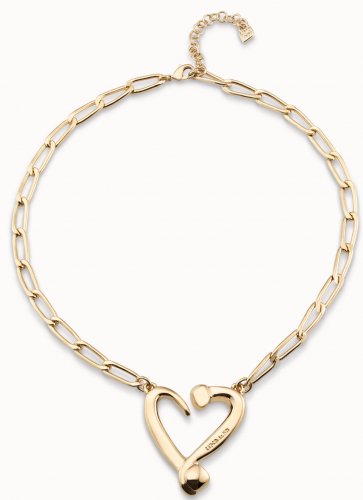 Uno de 50 - Loved, Yellow Gold Plated Necklace w Heart COL1804ORO0000U