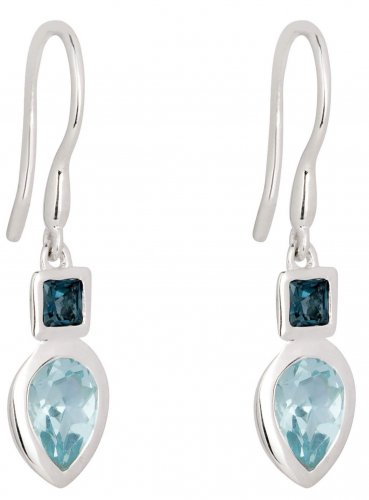 Gecko - Blue Topaz Set, Sterling Silver - Drop Earrings E6154