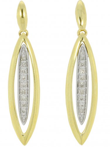 Guest and Philips - Diamond Set, Yellow Gold - White Gold - 9ct 7pt 18st D Open Elipse Drop Earrings 09EADI81158