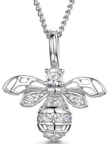 Jools - Cubic Zirconia Set, Sterling Silver - Bee Necklace kpn3813