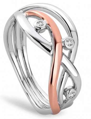 Clogau - Swallow Falls, W Topaz Set, Sterling Silver - Rose Gold - Ring, Size M 3SCTWIR