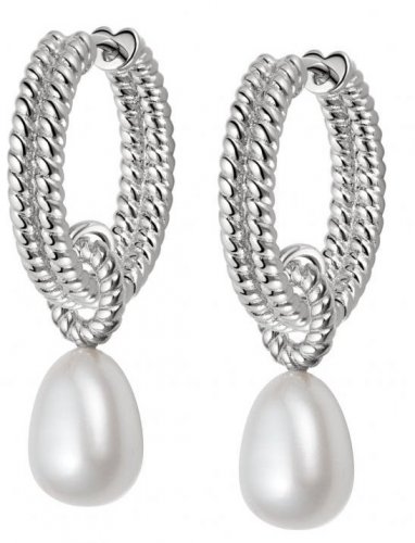 Daisy - Double, Pearl Set, Sterling Silver - Drop Earrings TE07-SLV