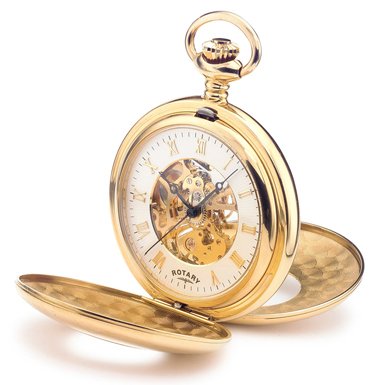 Rotary - Skeleton, Yellow Gold Plated - Stainless Steel - Auto Pocket Watch, Size 47.5mm MP00713-01