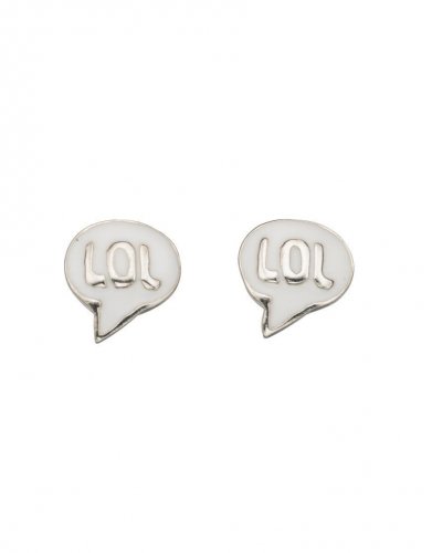 Gecko - Beginnings, Silver LOL Enamel Speech Bubble Earrings