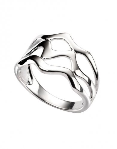 Gecko - Beginnings, Silver Tripe Wave Ring, Size O