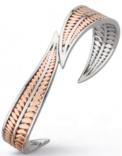 Kit Heath - Blossom Eden, Rhodium Plated Leaf Cuff Bangle 70252RG029