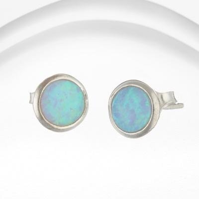 Banyan - Blue Opalite Set, Silver Round Stud Earrings Ea1232-00 Ea1232-00