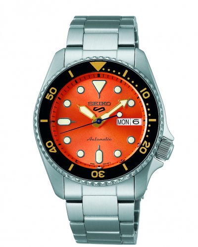 Seiko - 5 Sports, Stainless Steel - Sports SKX Midi Orange, Size 38mm SRPK35K1