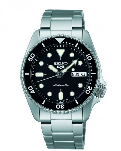 Seiko - 5 Sports, Stainless Steel - SKX Midi Black Auto Watch, Size 38mm SRPK29K1