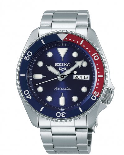 Seiko - 5 Sports, Stainless Steel Auto w/Man Winding Watch SRPD53K1
