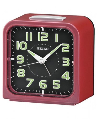 Seiko - Pink Plastic Bell Alarm, Snooze and Light Alarm Clock QHK025R