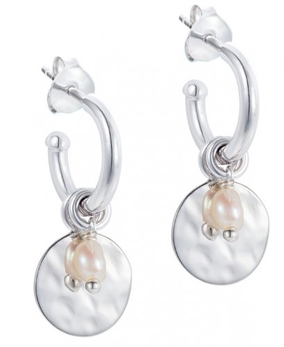 Claudia Bradby - Seascape, Pearl Set, Sterling Silver - Ripple Hoop Earrings