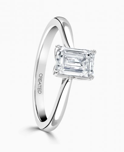 Guest and Philips - Lab Grown Emerald Cut, LD1.01ct F VVSI Set, Platinum - Solitaire Ring CERT123, Size N EN237E100LG-PLT