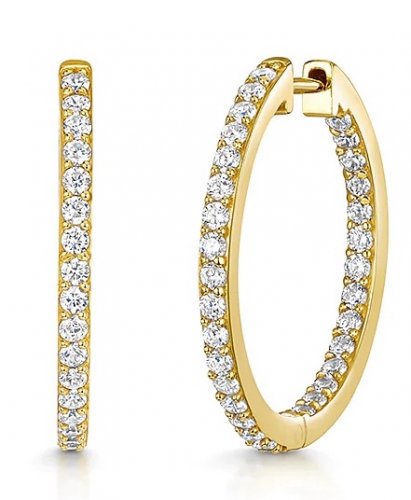 Jools - Cubic Zirconia Set, Yellow Gold Plated - Cubic Zirconia Hoop Earrings HBE2028-YG