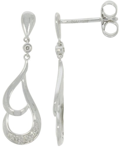 Guest and Philips - 9ct, Diamond Set, White Gold - Drop Stud Earrings 09EADI81869